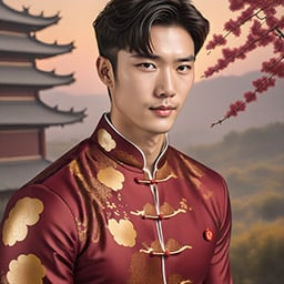 Chinese New Year headshot in Tang suit