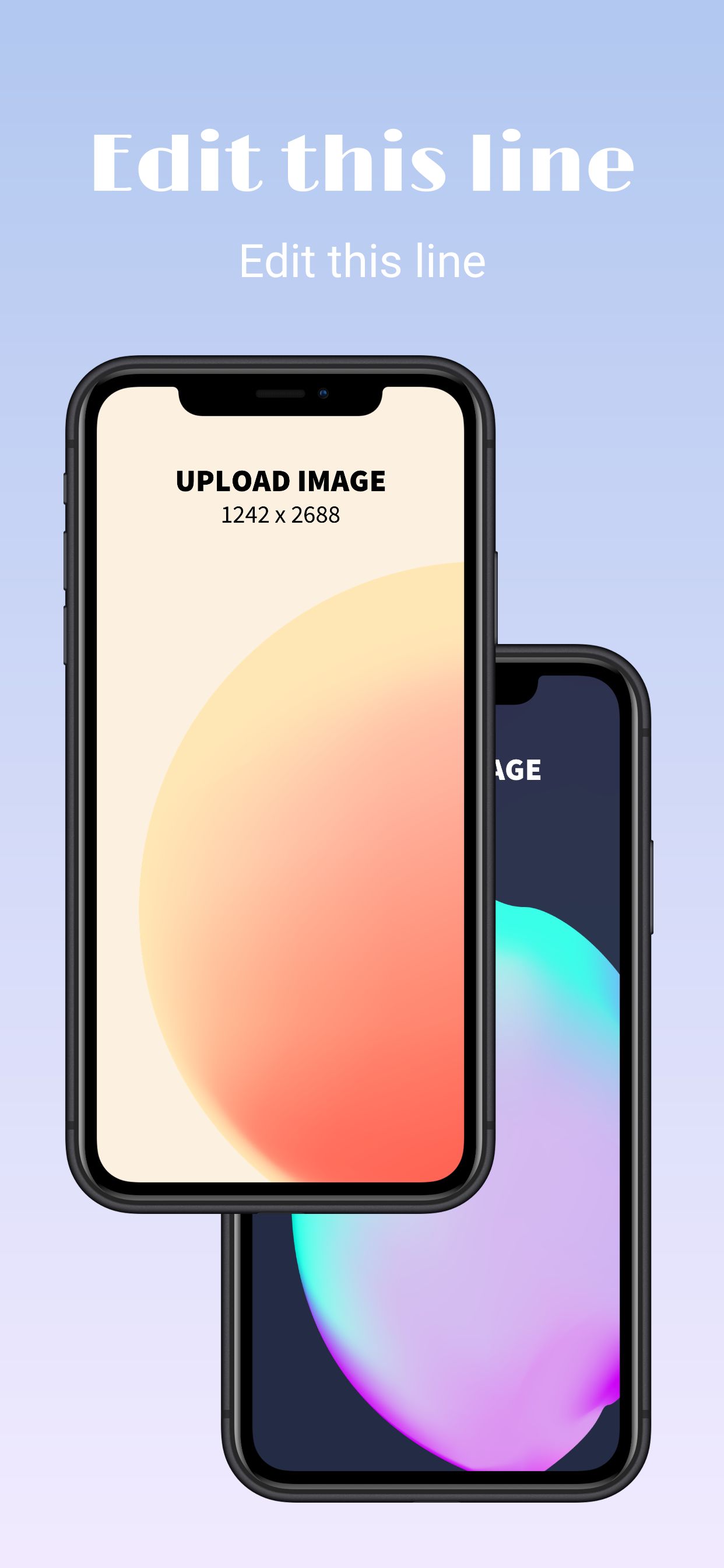 This is an App Store screenshot featuring two photorealistic iPhone XS Max frames and two lines of copy.