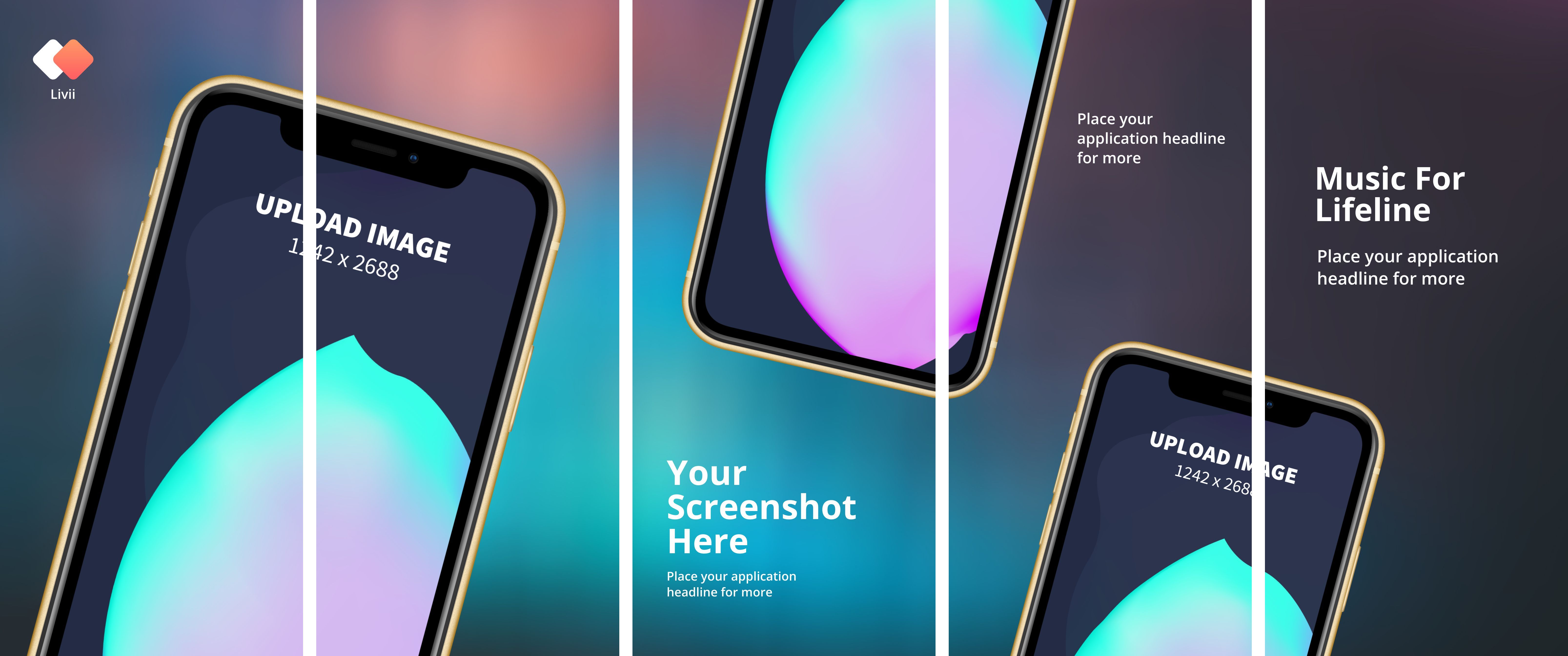 App Store Panorama Screenshot - iPhone XS Max 17 template. Quickly edit fonts, text, colors, and more for free.
