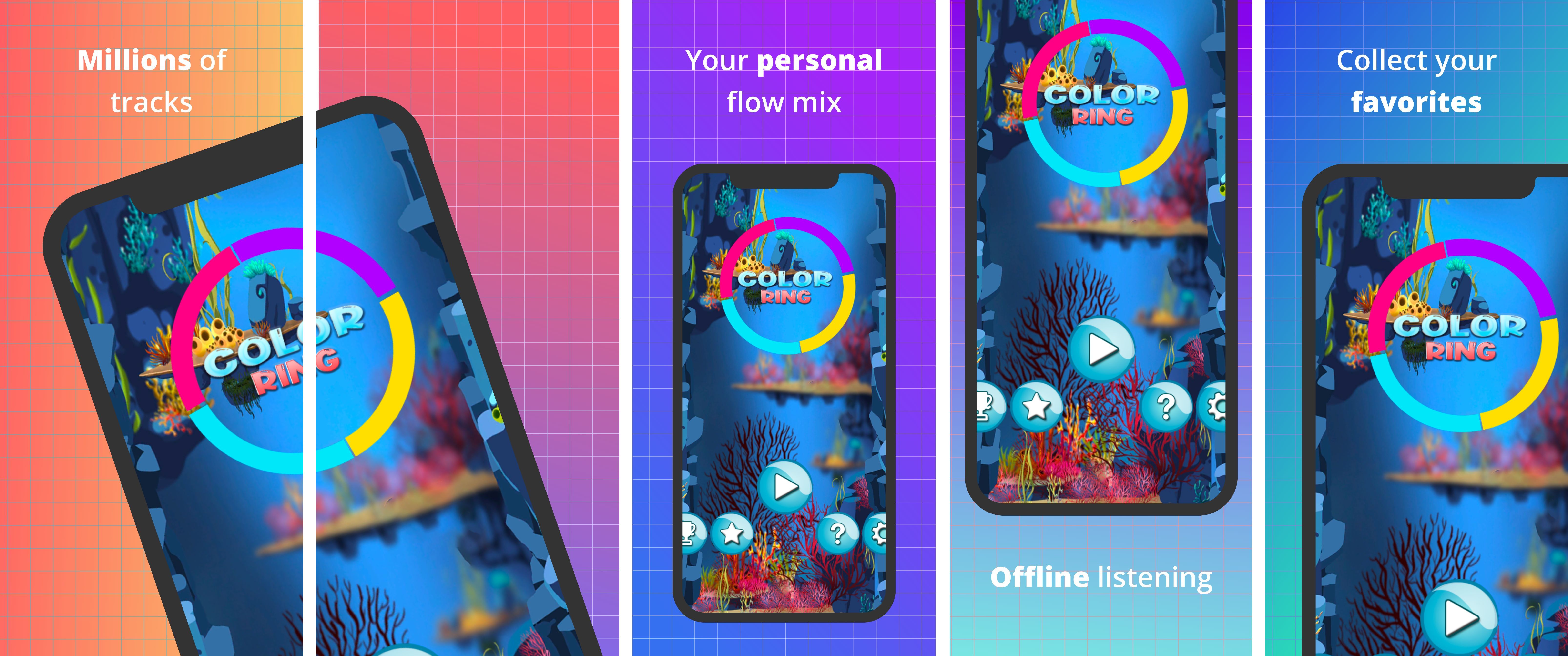 App Store Panorama Screenshot - iPhone XS Max 5 template. Quickly edit text, colors, images, and more for free.