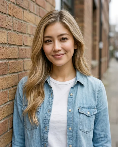 Denim and brick, women styling