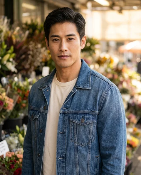 Weekend market, men styling on an AI model
