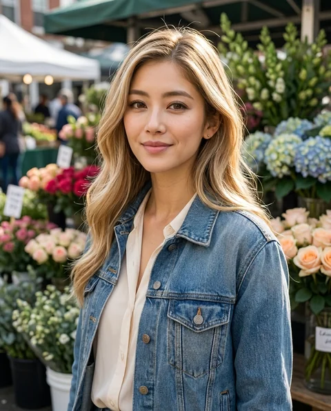 Weekend market, women styling on an AI model