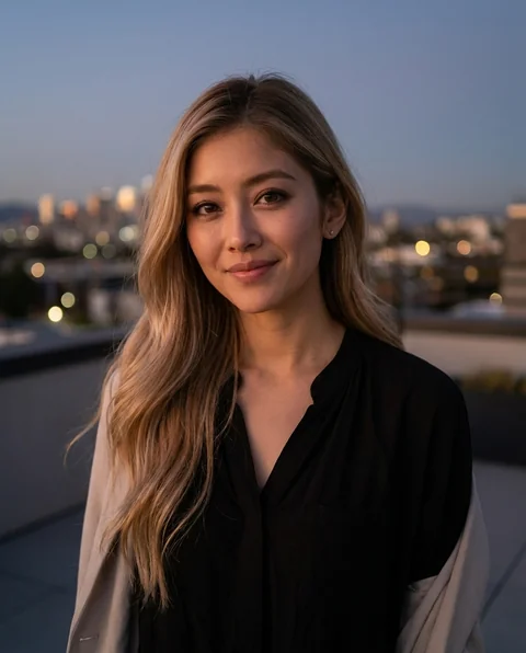 Rooftop evening, women styling