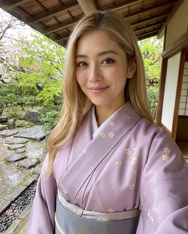 Petals After Rain, women styling on an AI model