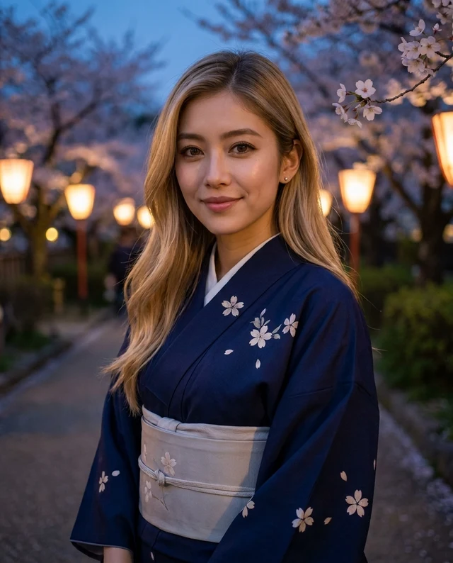Sakura at Dusk, women styling on an AI model
