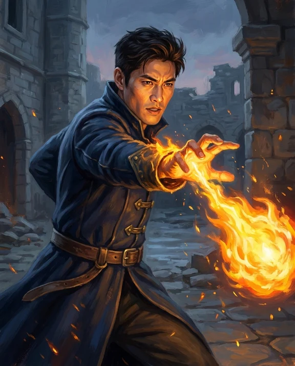 Fireball, men styling on an AI model