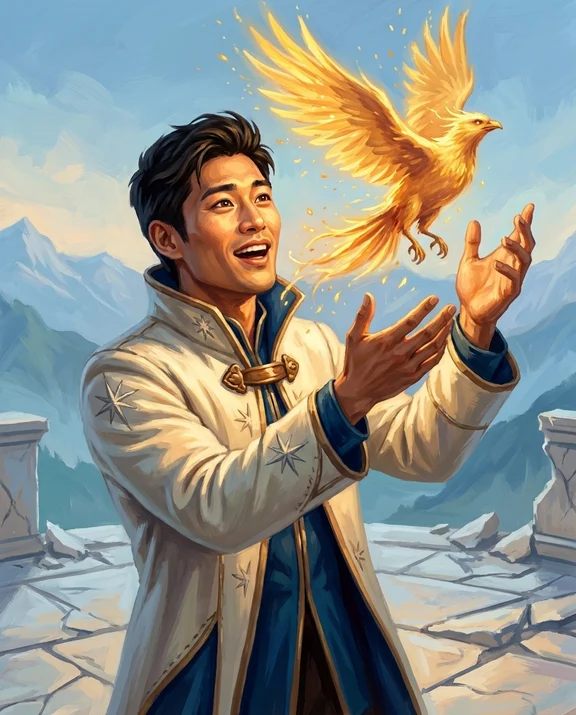 Phoenix Rising, men styling on an AI model