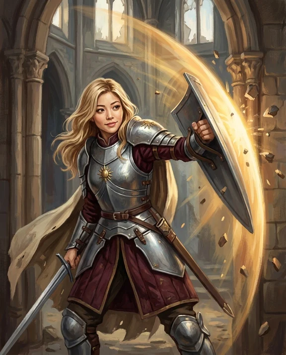 Shield of Light, women styling on an AI model