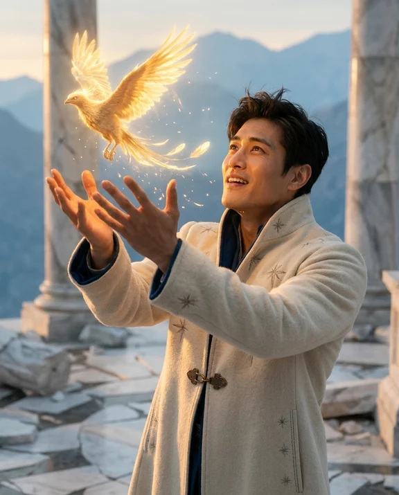 Phoenix Rising, men styling on an AI model