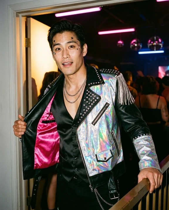 2016 afterparty, men styling on an AI model