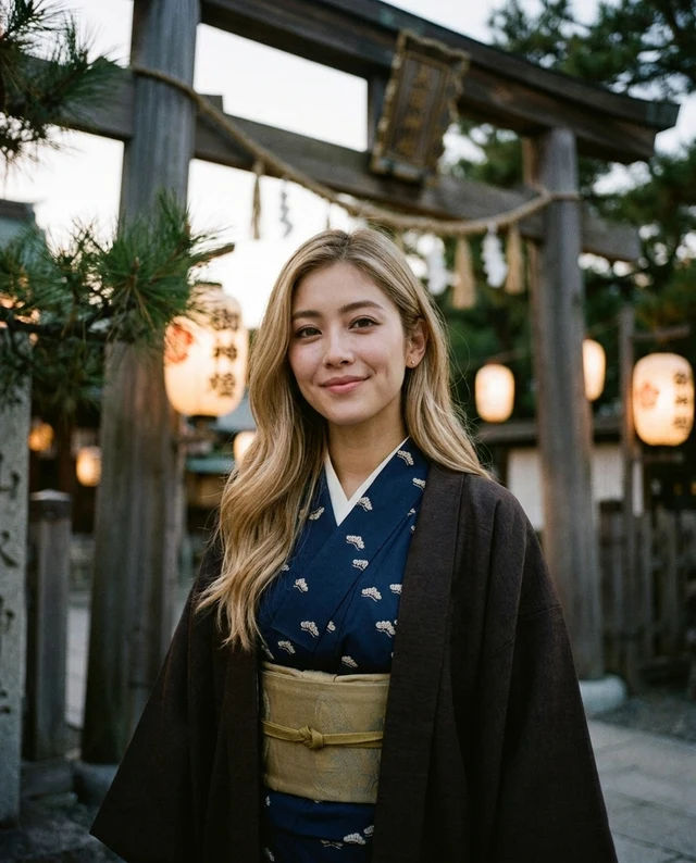 Lantern Walk, women styling on an AI model