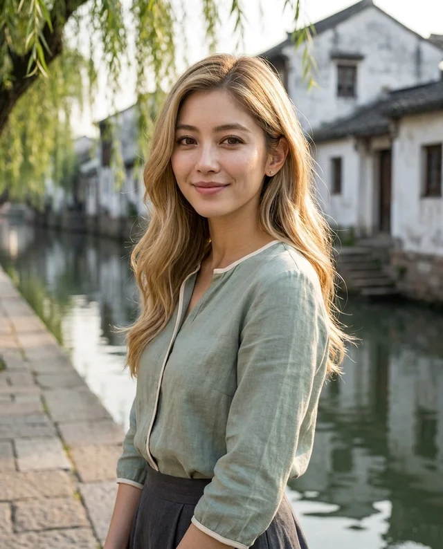 Willow by the Water, women styling on an AI model