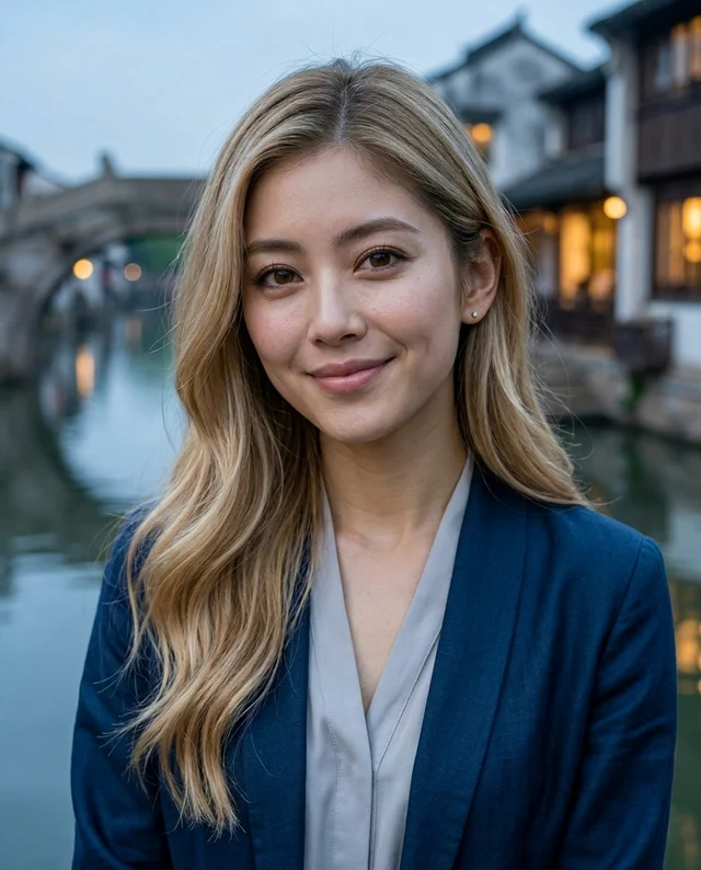 Blue-Hour Canal, women styling