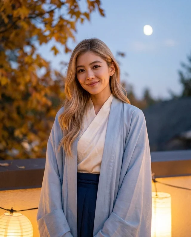 Autumn Terrace, women styling on an AI model