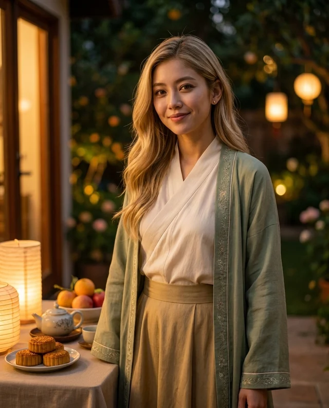 Garden Reunion, women styling on an AI model