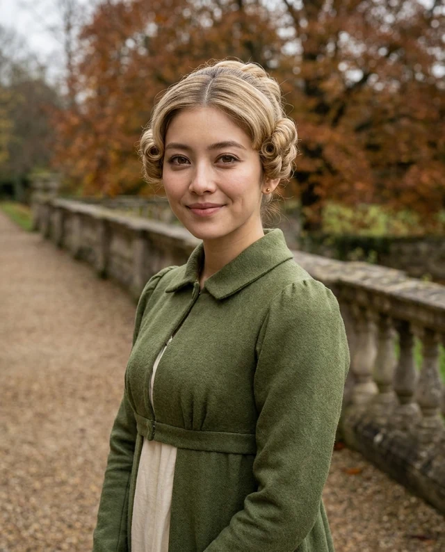 Autumn Promenade, women styling on an AI model