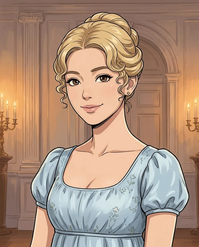 Ballroom Evening Anime, women styling on an AI model