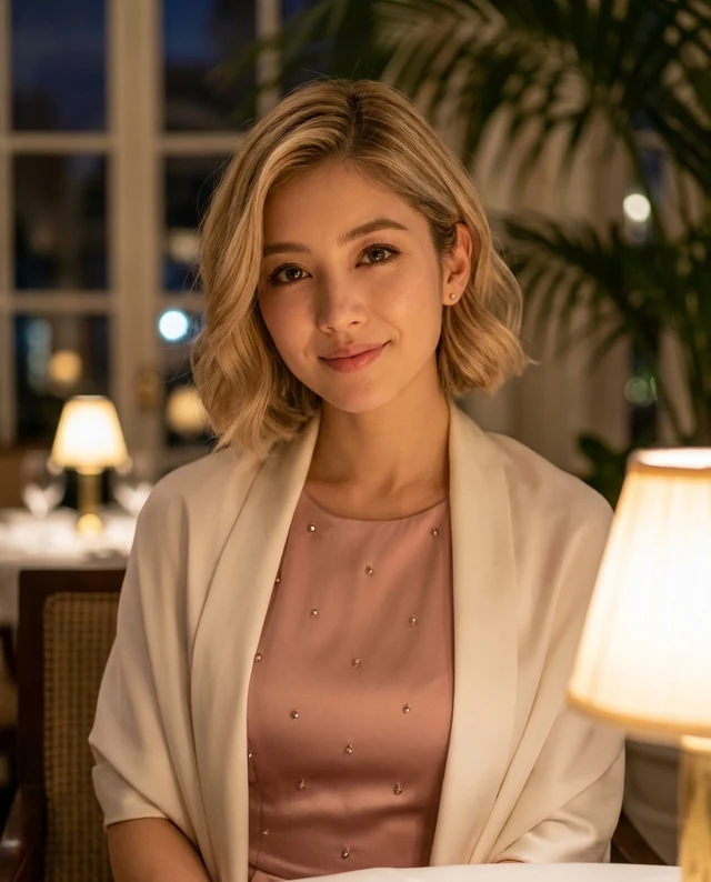 Winter Garden Supper, women styling on an AI model