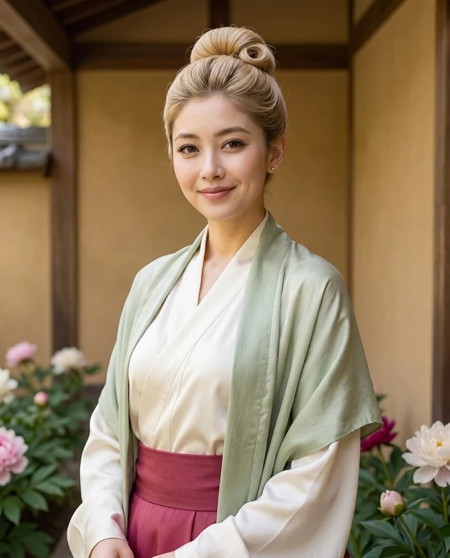 Peony Courtyard, women styling on an AI model