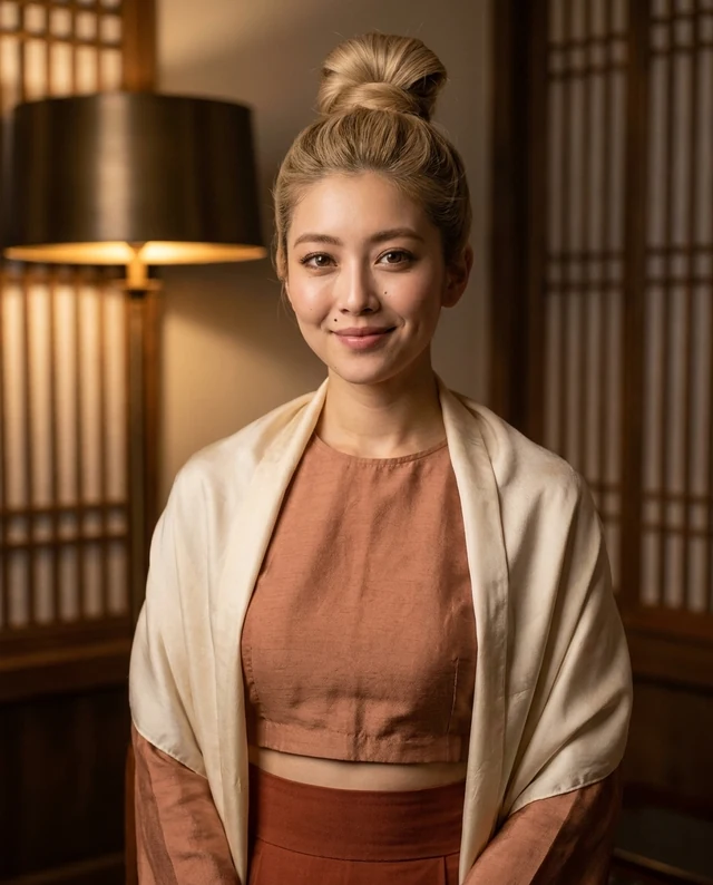 Silk and Lamplight, women styling on an AI model