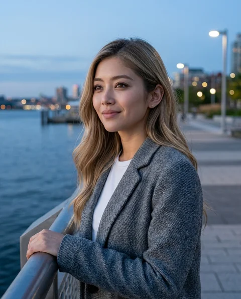 City weekend, women styling on an AI model