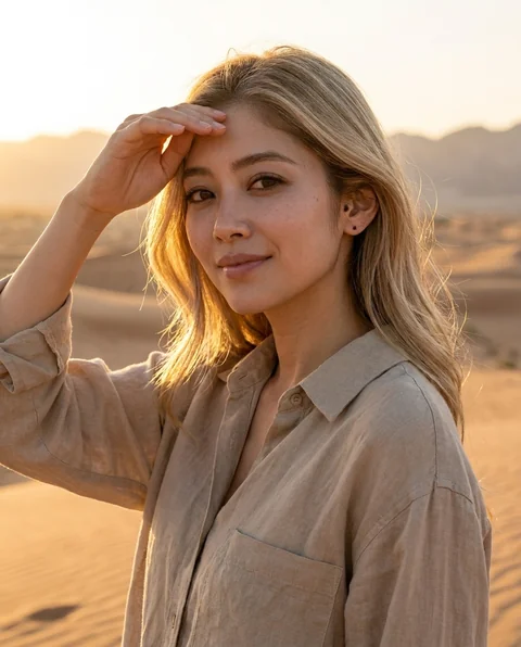 Desert journey, women styling on an AI model