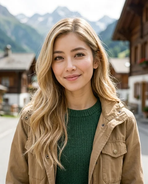 Alpine village, women styling