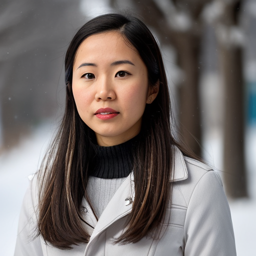 Professional headshot of woman outdoors with snowy background