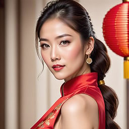 Woman in Chinese New Year qipao